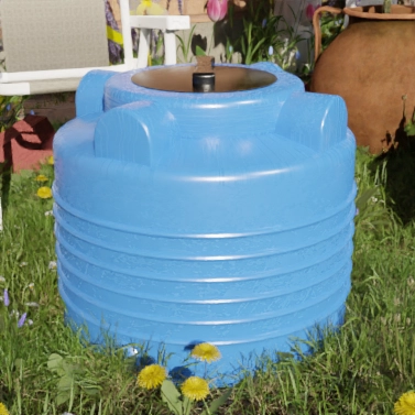 Ёмкость ЭВЛ 200 л. голубая с отводом, крышка 350мм 