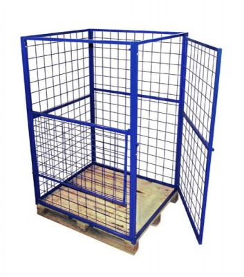 Ограждение для европоддона сетчатое с дверью ОПС 1800 1200x800x1770 мм Синий