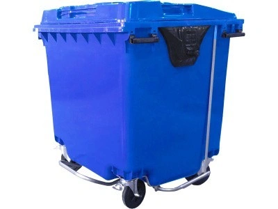 Мусорный контейнер 1100л. на колёсах, с педальным приводом цв. зелёный (Мусорный контейнер 1100л. на колёсах, с педальным приводом цв. ), арт. МКТ-1100 ПП синий, код: 25998