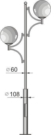 Стальной фонарный столб Т-29 со светильником 5,630 м
