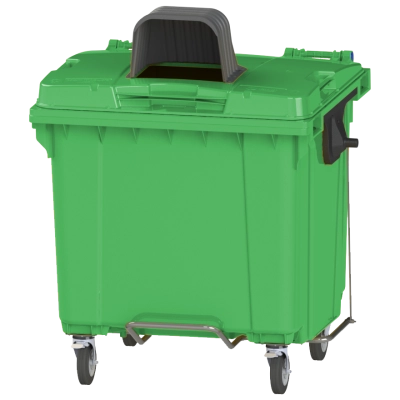 Мусорный контейнер 1100л. на колесах с педалью с опцией "капюшон" 
