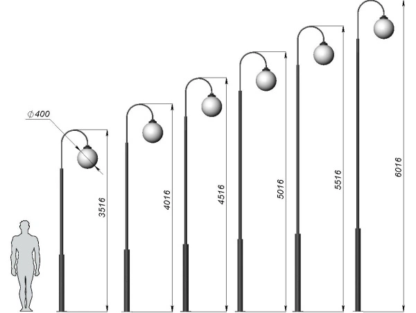 Стальной фонарный столб Т-22 со светильником 5,016 м