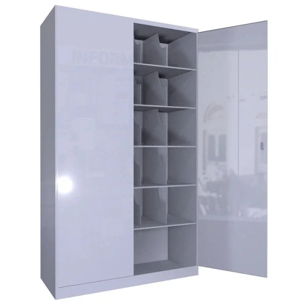 Шкаф для 25 противогазов с дверьми 1500x870x380 мм Светло-серый