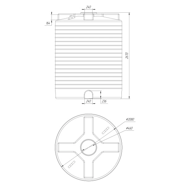Емкость вертикальная 8000л усиленная