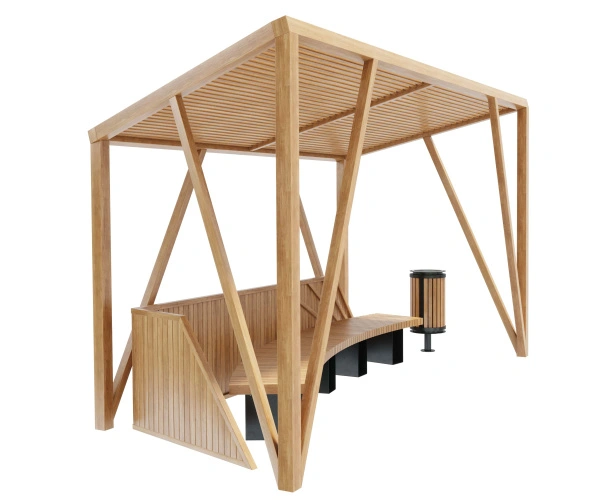 Навес теневой тип 5 Комплект со стенкой, скамейкой и урной